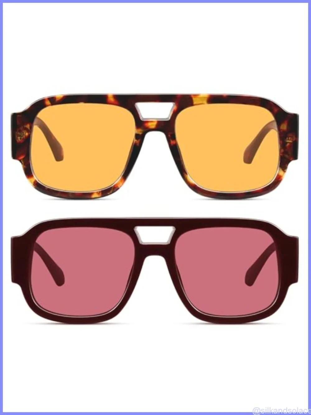 Square Aviator Sunglasses Double Bridge UV400 Retro Unisex